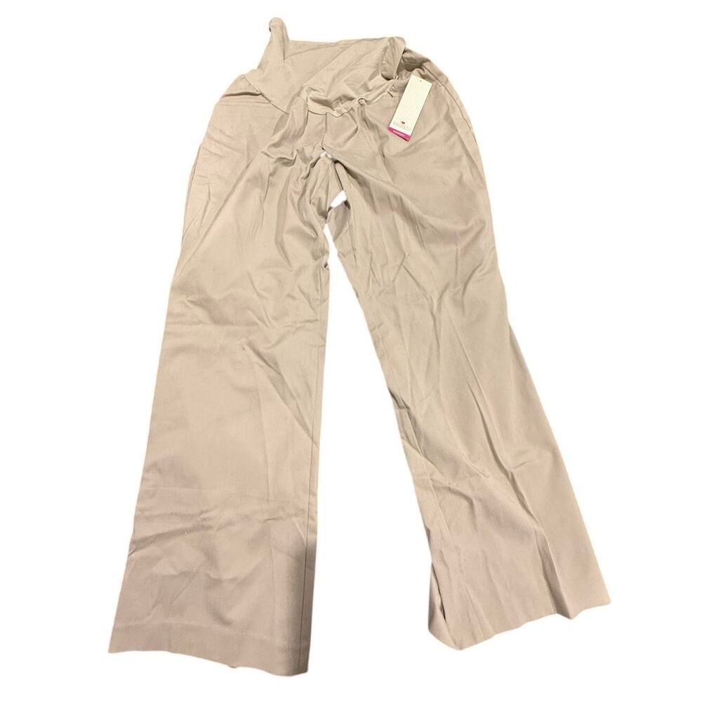 NWT Two Hearts Maternity Plus Essentials Khaki Over Belly Wide Leg Pants 1X